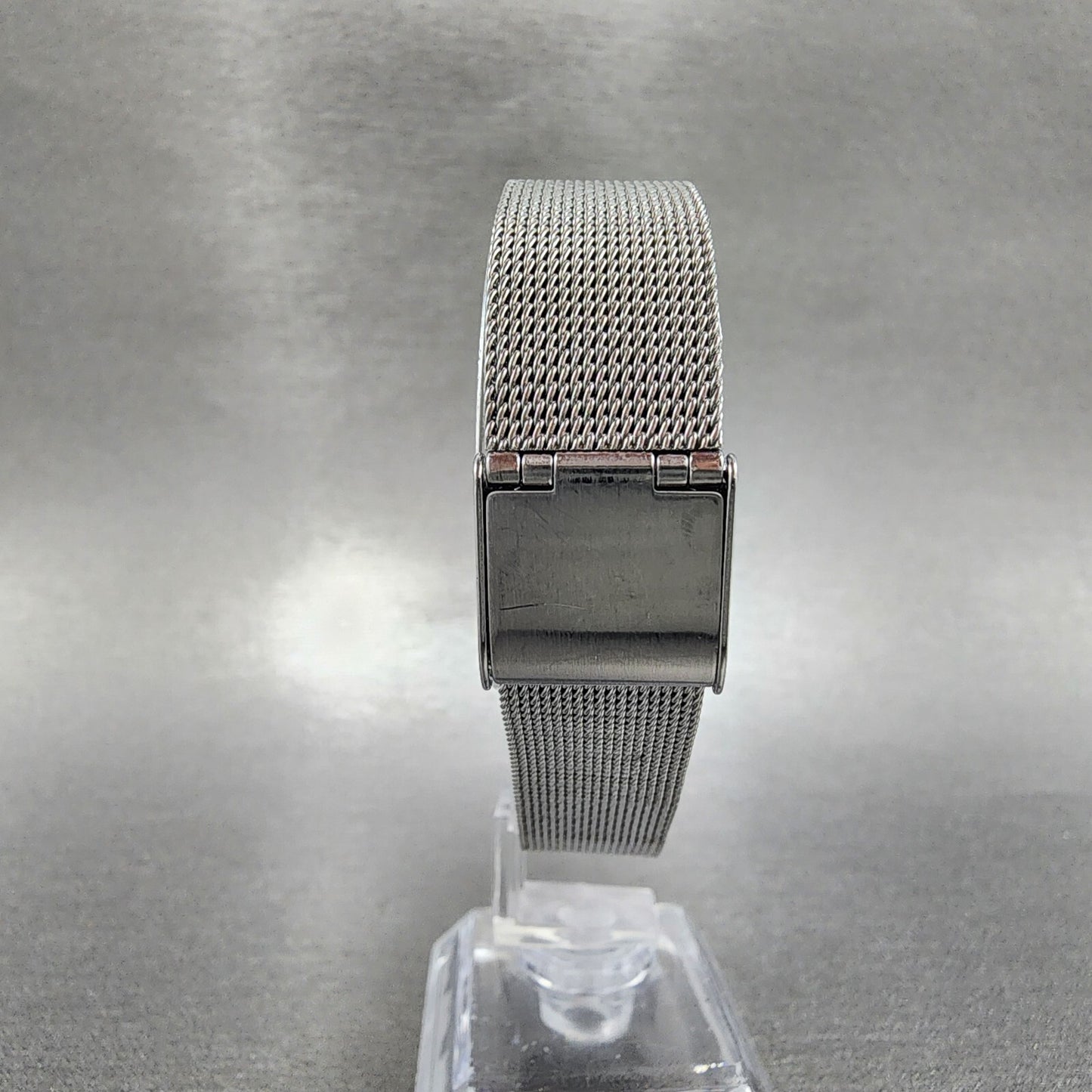 ANA Dual Time Tank Watch Women 19mm White Dial Steel Rectangle Mesh Band New Bat8