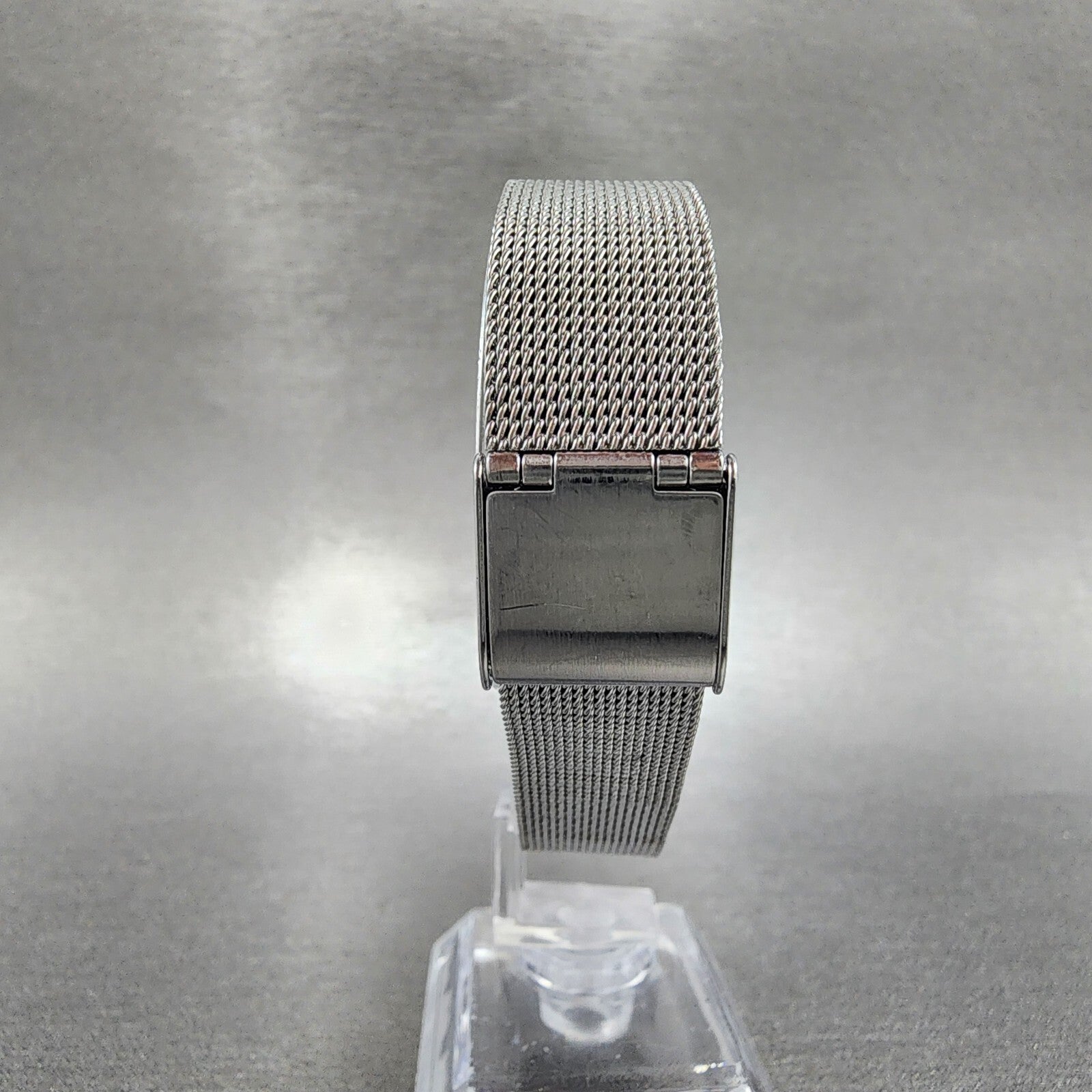 ANA Dual Time Tank Watch Women 19mm White Dial Steel Rectangle Mesh Band New Bat8