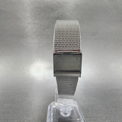 ANA Dual Time Tank Watch Women 19mm White Dial Steel Rectangle Mesh Band New Bat8