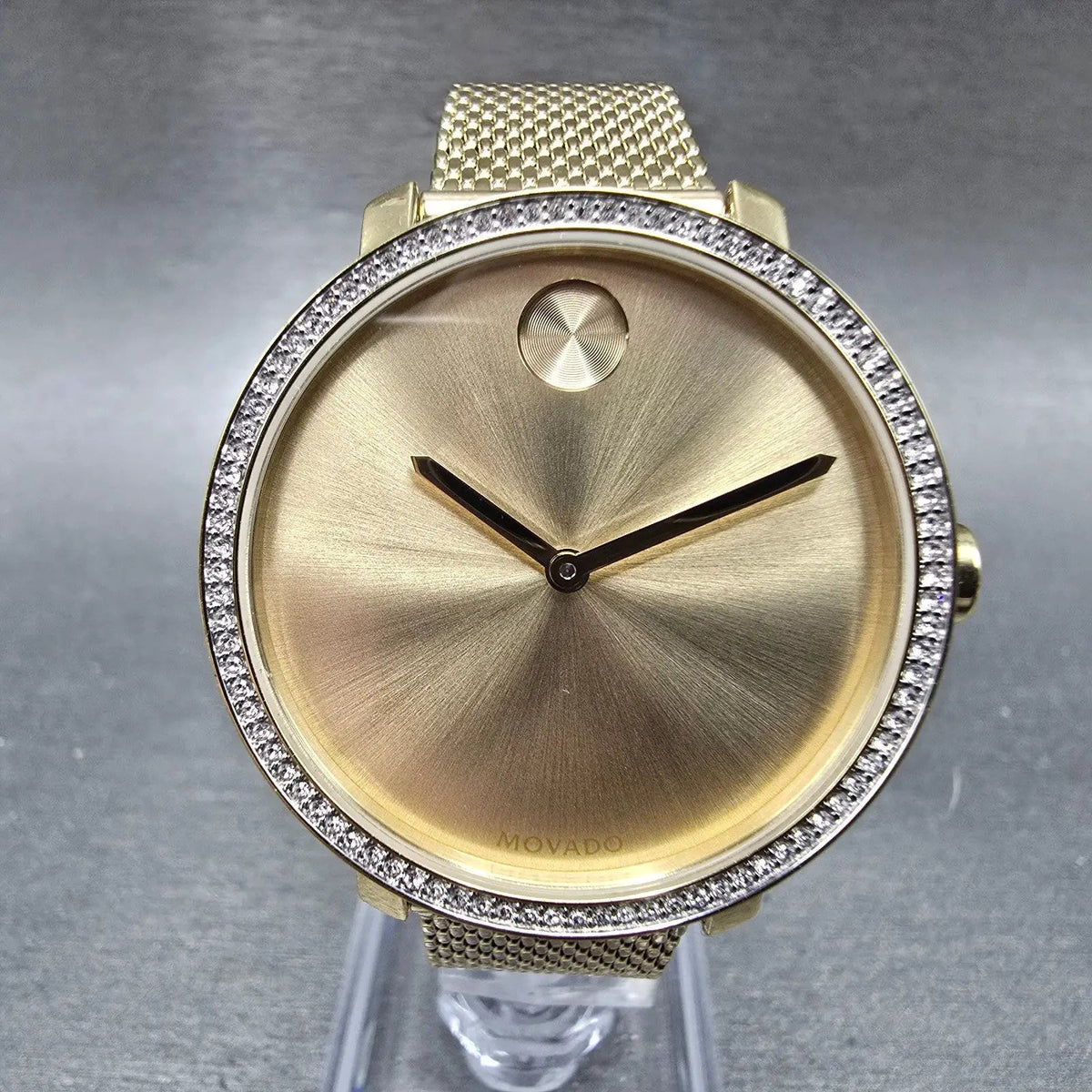 Movado Bold Shimmer Watch Women 34mm Gold Dial Gold Round 3600151 New Battery0