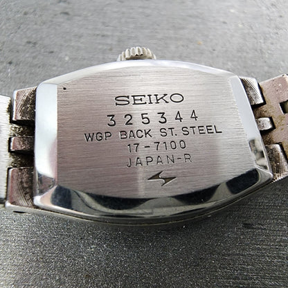 Seiko Watch Women 17mm Silver Dial Gold Plated Oval Manual Wind 177100 Runs9
