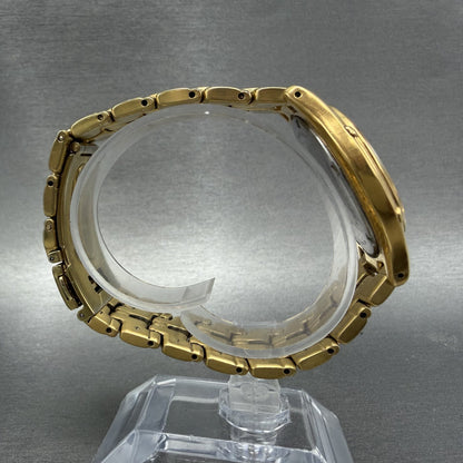 Seiko Watch Men 36mm Champagne Dial Gold Tone Date Round 7N32-0049 New Battery V8