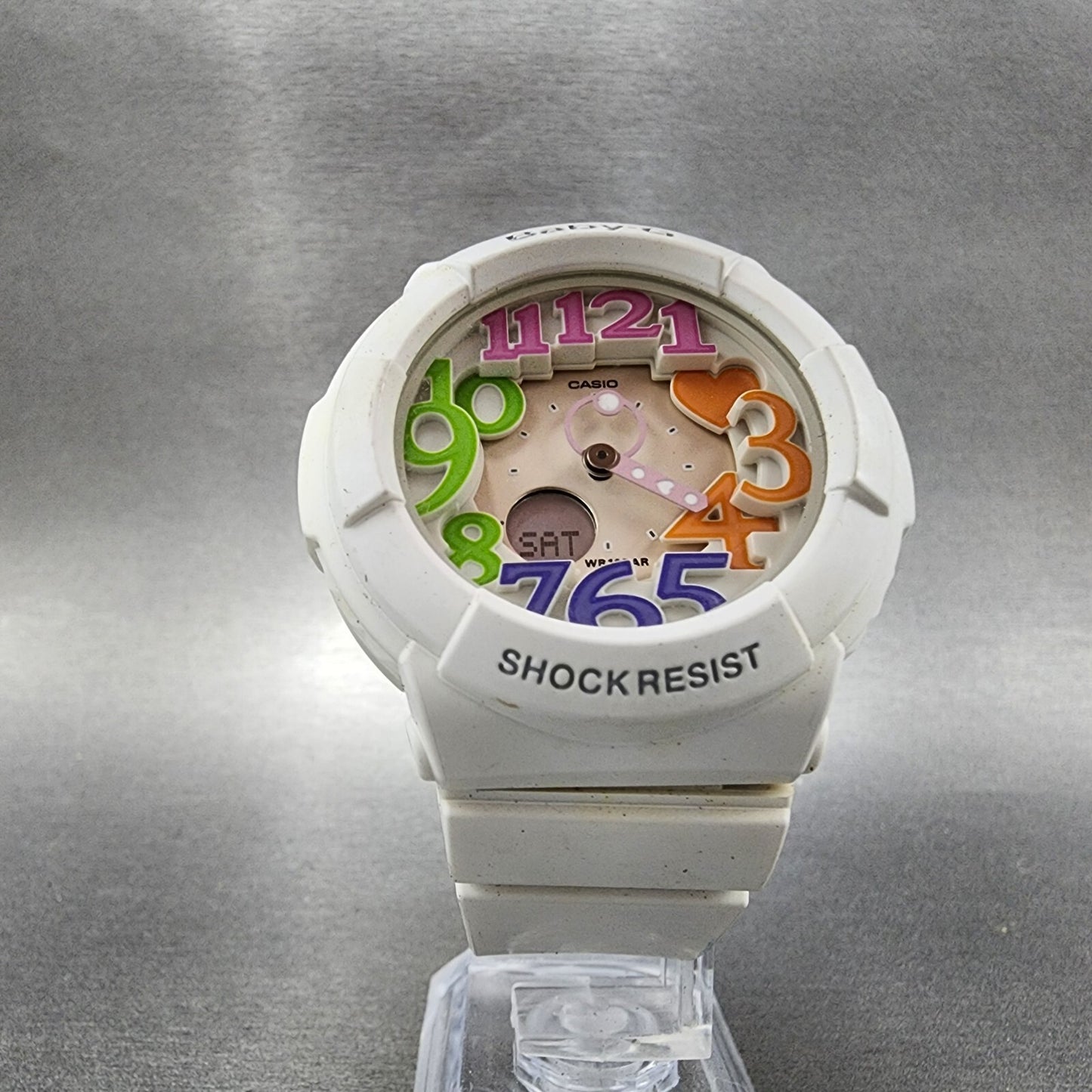 Casio BabyG BGA131 Watch Women 43mm White Tone Analog Digital New Battery5
