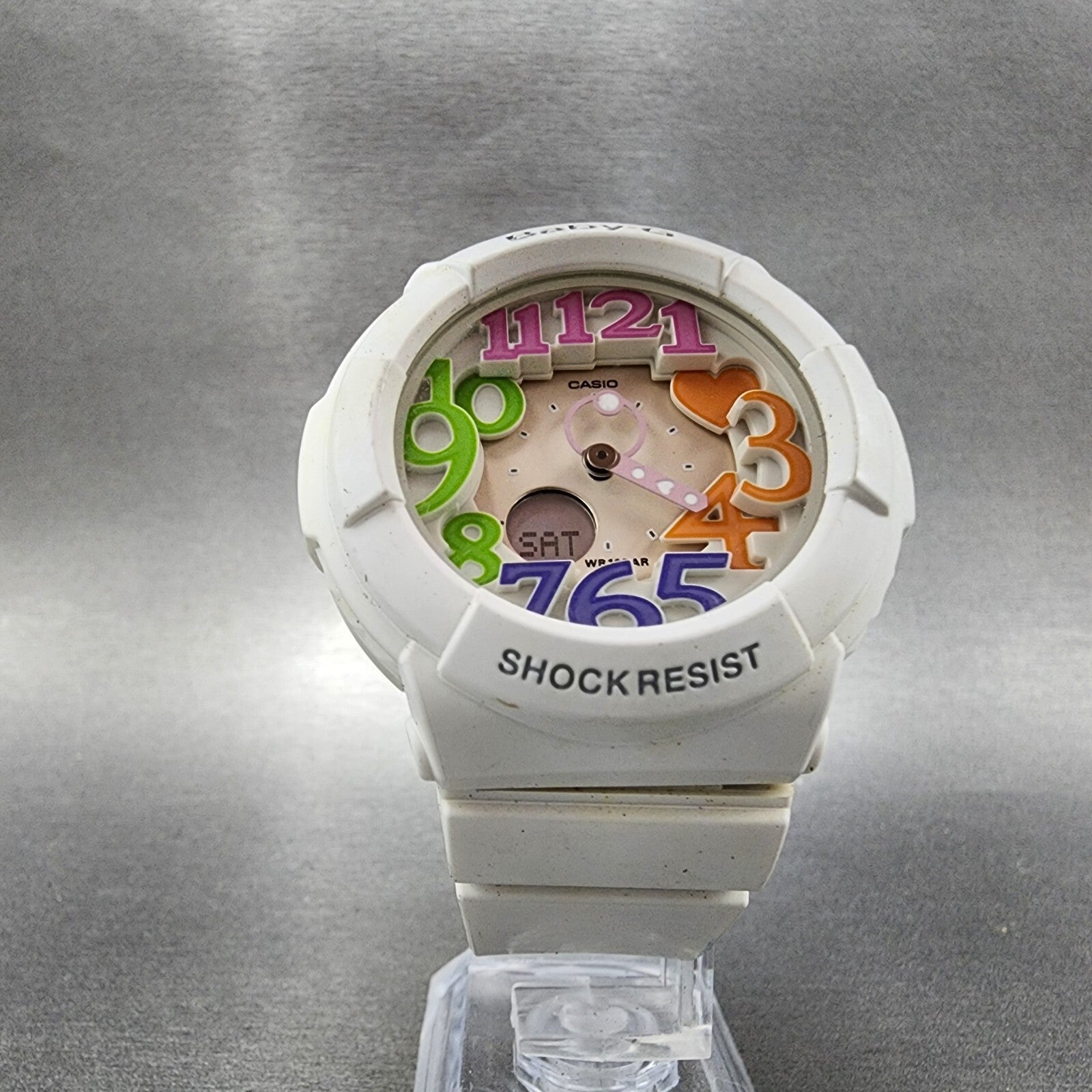 Casio BabyG BGA131 Watch Women 43mm White Tone Analog Digital New Battery5