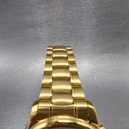 Seiko Pulsar Chronograph Watch Men 39mm Gold Dial Gold Tone Alarm Date New Batt4