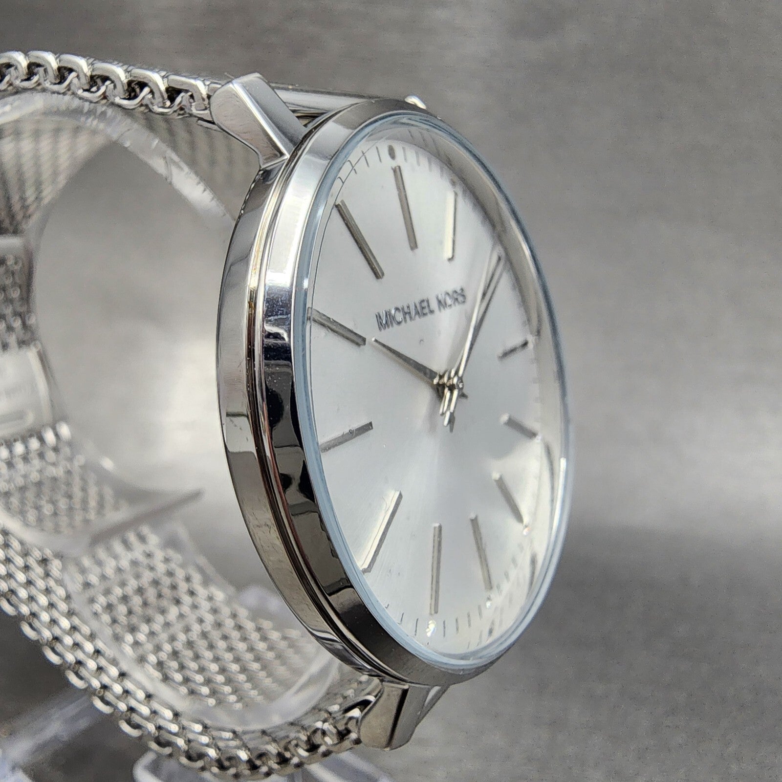 Michael Kors Pyper Watch Women 38mm Silver Dial Stainless Steel Round Mesh Band3