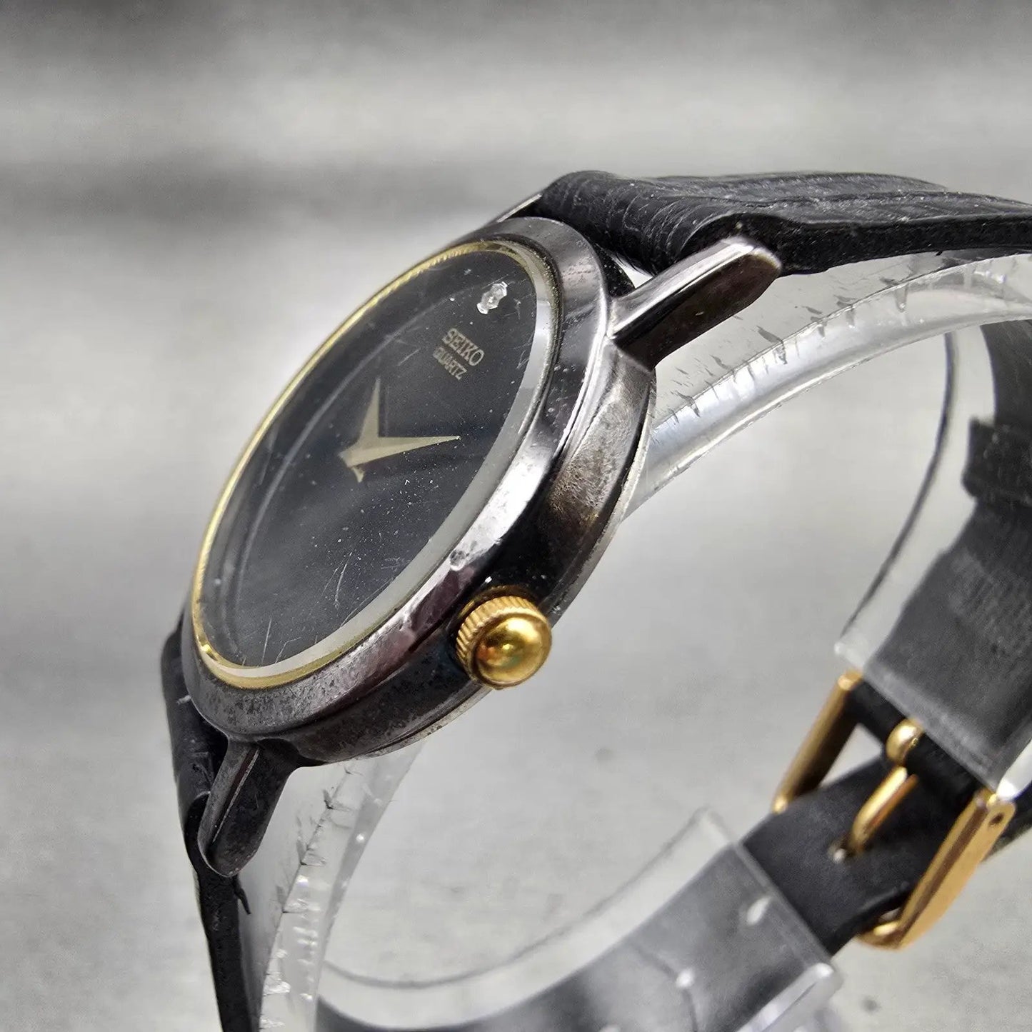 Seiko Watch Women 25mm Black Dial Black Tone Round 1N00-0C99 New Battery Vintage2