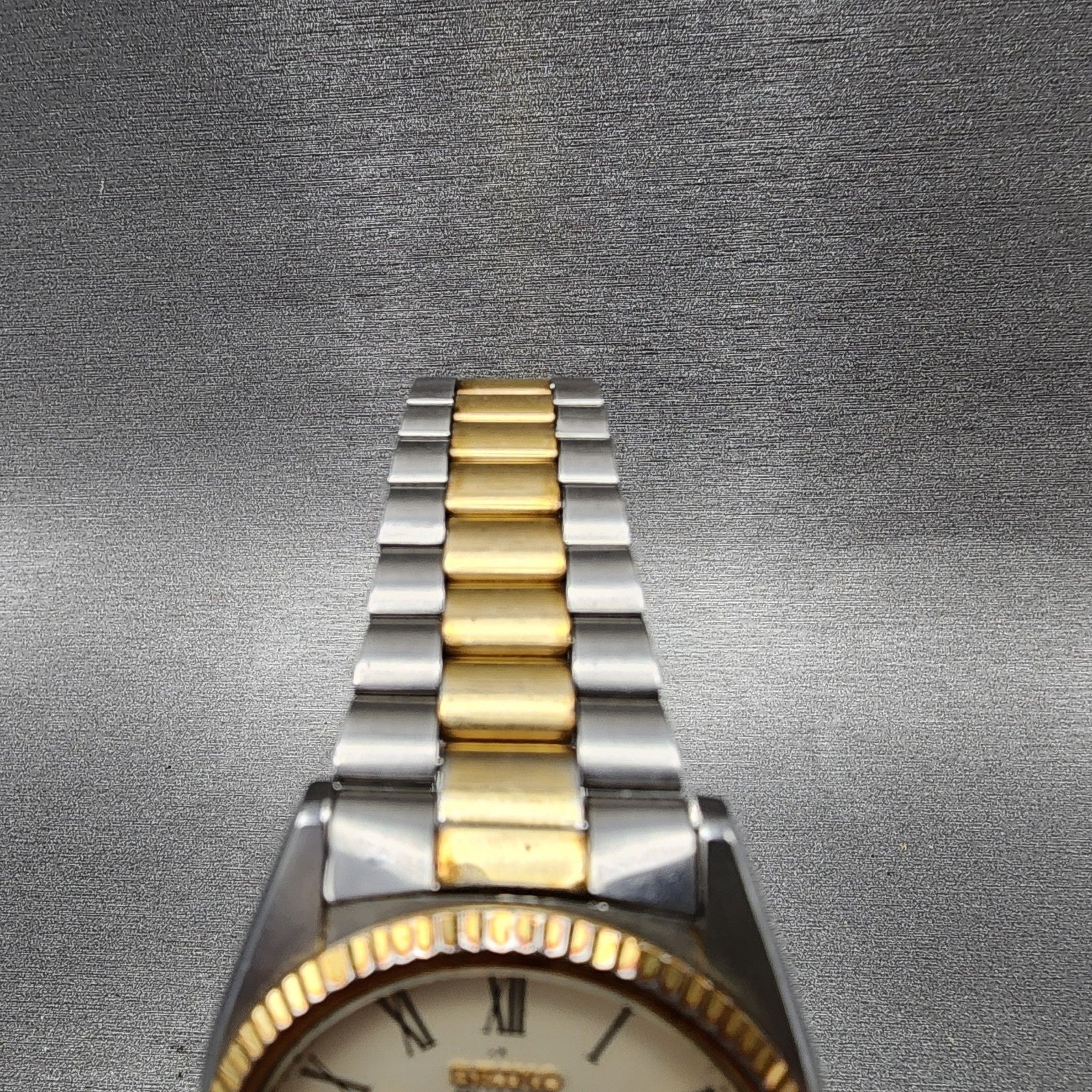 Seiko President Watch Men 37mm Cream Dial Two Tone Daydate Round New Battery4