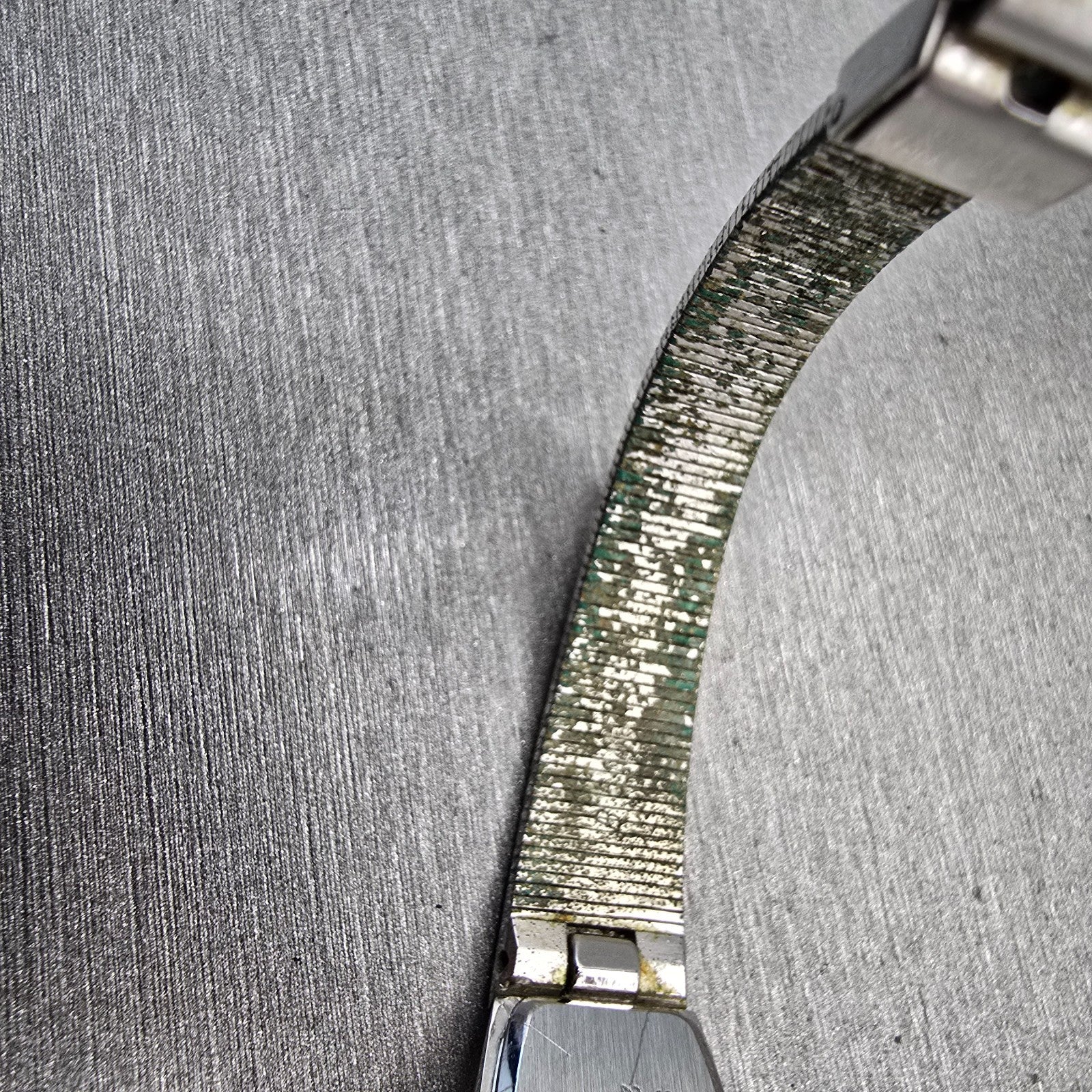 Seiko Watch Women 13mm Silver Dial Two Tone Rectangle 2E20-5139 New Battery VTG11
