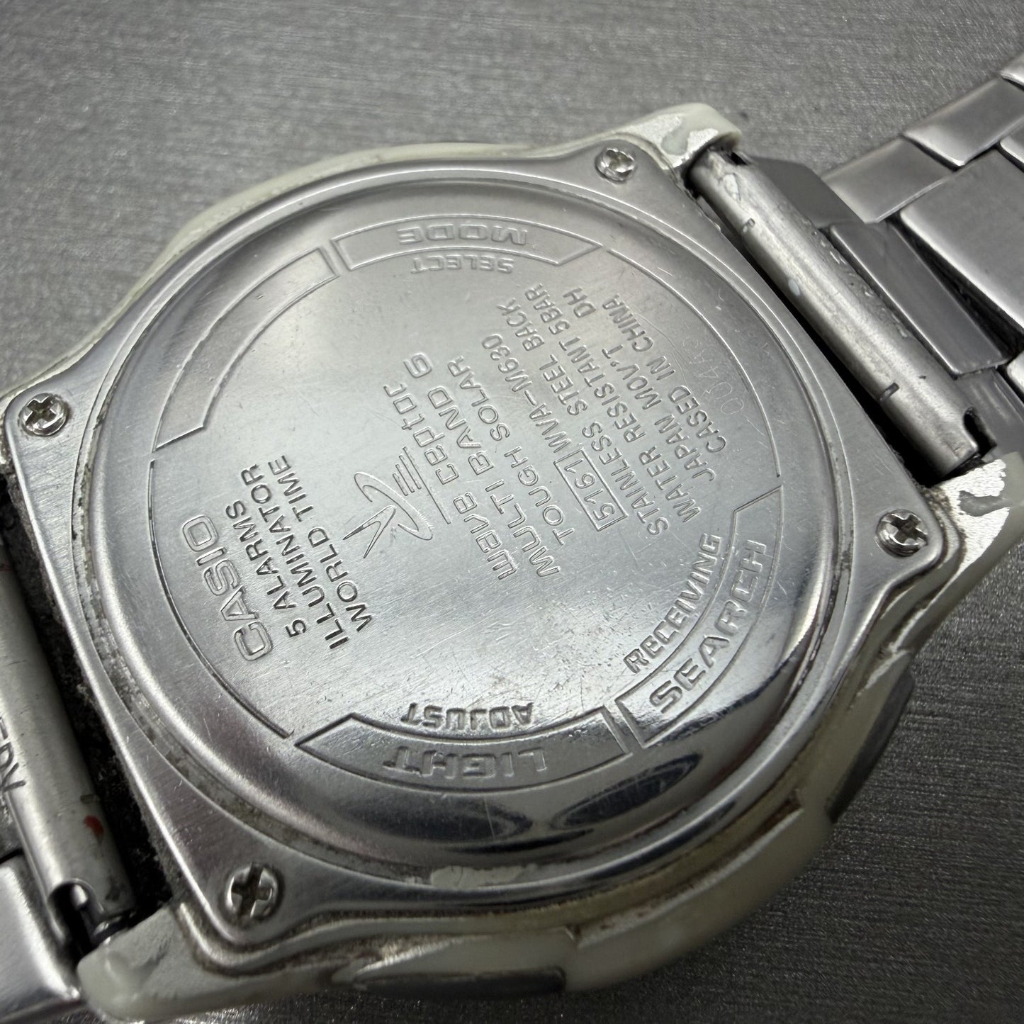 Casio Wave Ceptor  Watch Men 42mm Black Dial Steel Analog Digital Solar READ!!!!13
