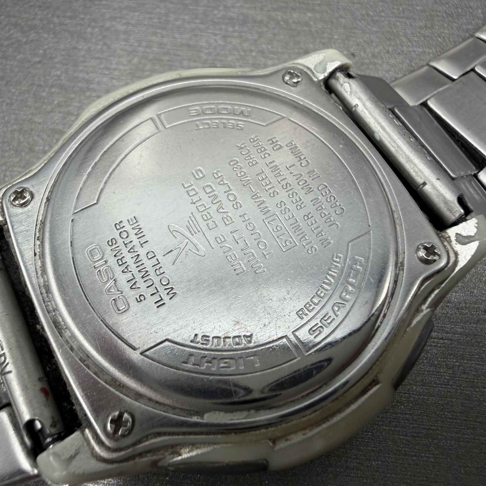 Casio Wave Ceptor  Watch Men 42mm Black Dial Steel Analog Digital Solar READ!!!!13