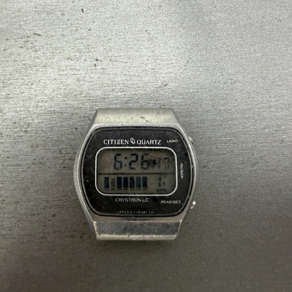 Citizen Digital Watch Men 35mm Digital Silver Tone Daydate Round READ!! New batt0