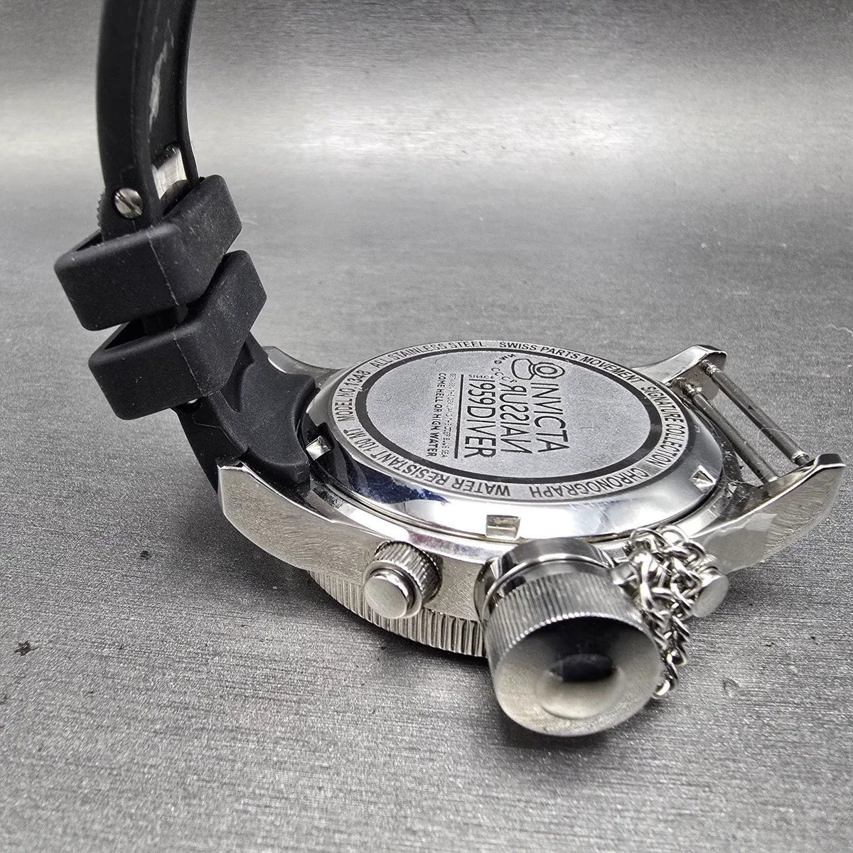Invicta Russian Diver Chronograph Watch Men 51mm Black Dial Steel 1348 New Batt10