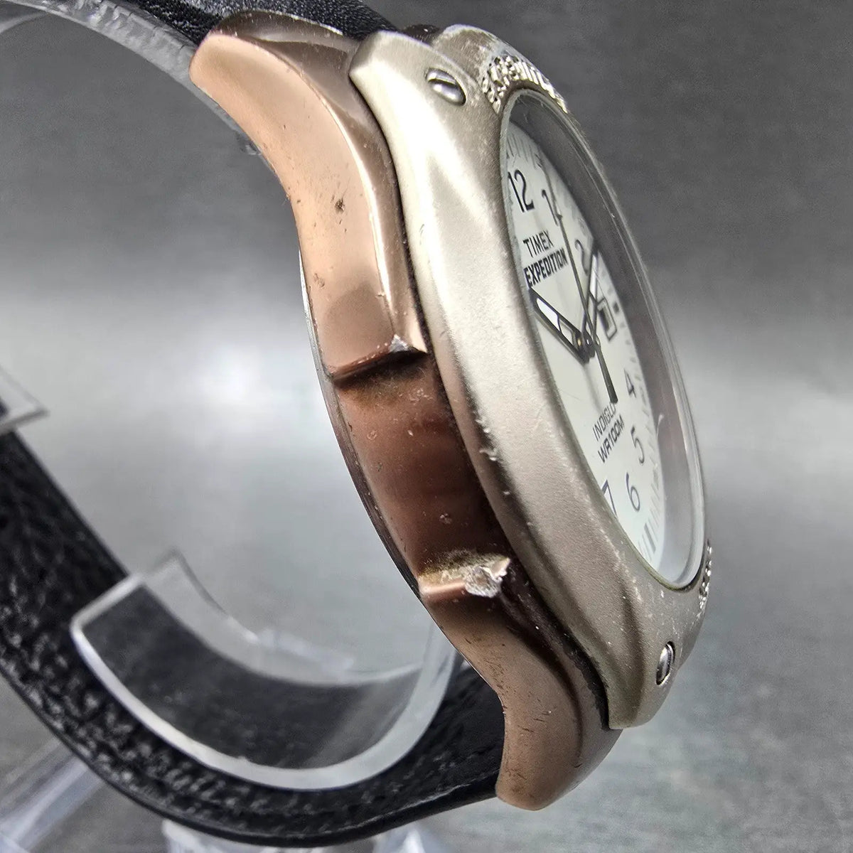Timex Expedition Watch Men 42mm Cream Dial Silver Tone Date New Battery VTG3
