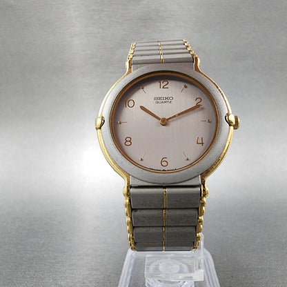 Seiko Watch Men 31mm Silver Tone Two Tone Round 5p30-6009 New Battery