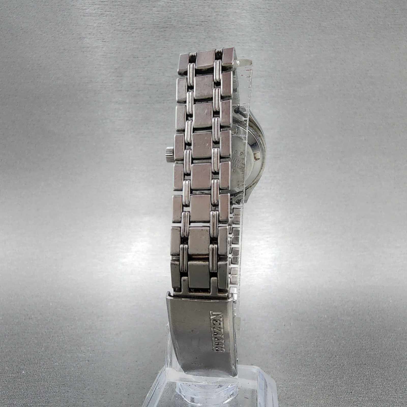 Citizen Automatic Watch Women White Dial Silver Tone Daydate Round Runs 66007