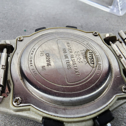 Timex Atlantis 100 Watch Men 40mm Digital Silver Black Tone Round New BatteryD67
