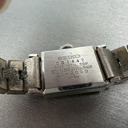 Seiko Tank Watch Women 15mm White Dial Silver Tone Manual Rectangle 11-3059 Runs9