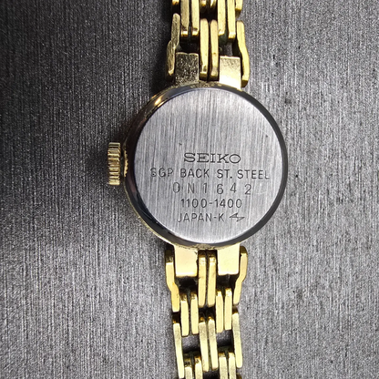 Seiko Watch Women 18mm Gold Dial Gold Tone Round 1100-1400 Manual Wind Vintage10