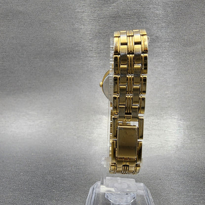 Seiko Watch Women 24mm Champagne Dial Gold Tone Round V7011781 New Battery VTG7