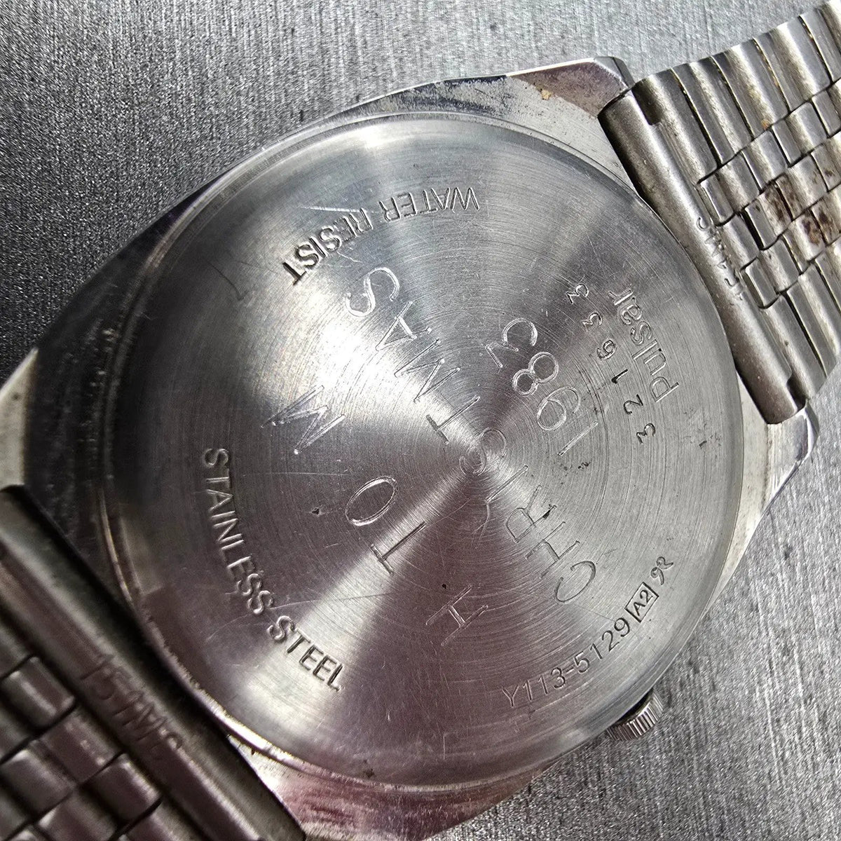 Pulsar Watch Men 33mm Gray Dial Silver Daydate Y113-5129 New Battery VTG JP10