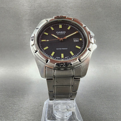 Casio MTP1244 Dive Watch Men 41mm Black Dial Silver Tone Date Round New Battery5