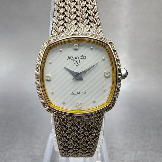 Nivada Watch Women 21mm Silver Dial Silver Tone Square N22724 New Battery0