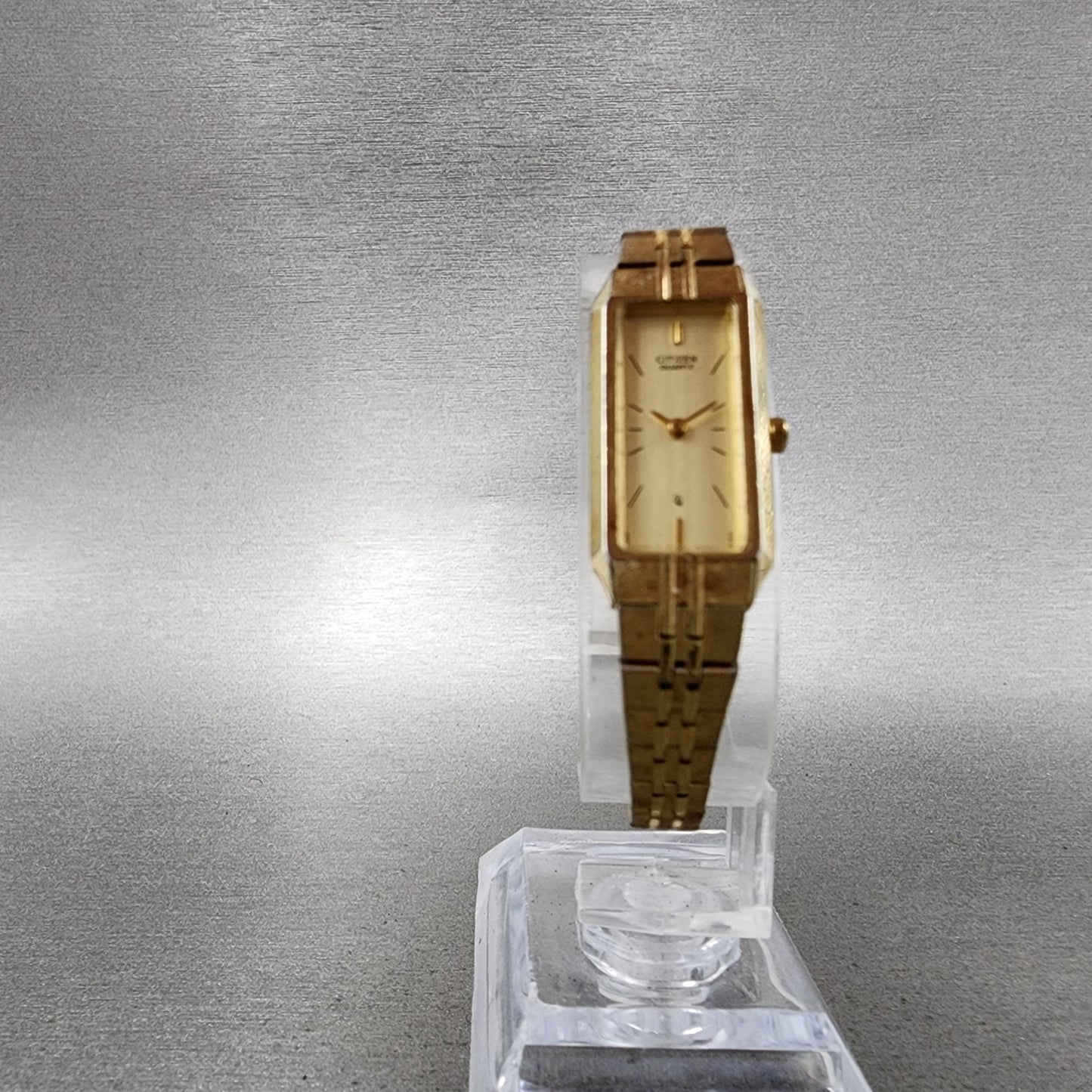 Citizen CQ Tank Watch Women 13mm Champagne Dial Gold Tone Rectangle New Battery5