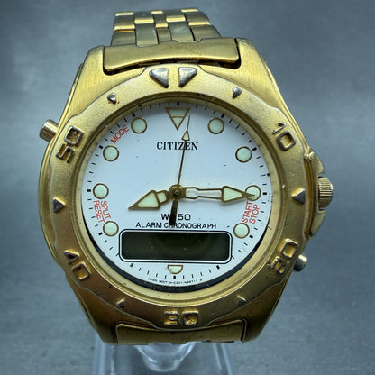 Citizen Analog Digital Watch Men 39mm White Dial Gold Tone C201-S78600 PARTS0