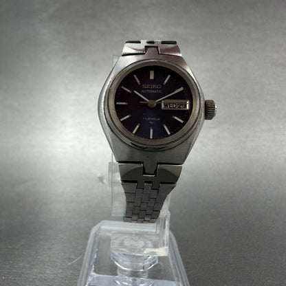 Seiko Automatic Watch Women 24mm Purple Dial Silver Tone Daydate 22060070 Runs5