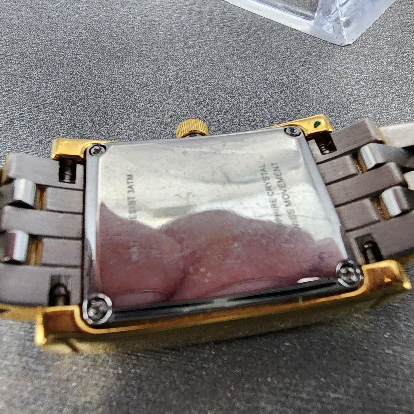 Tourneau Tank Watch Women 22mm Black Dial Gold Tone Rectangle READ New Battery9