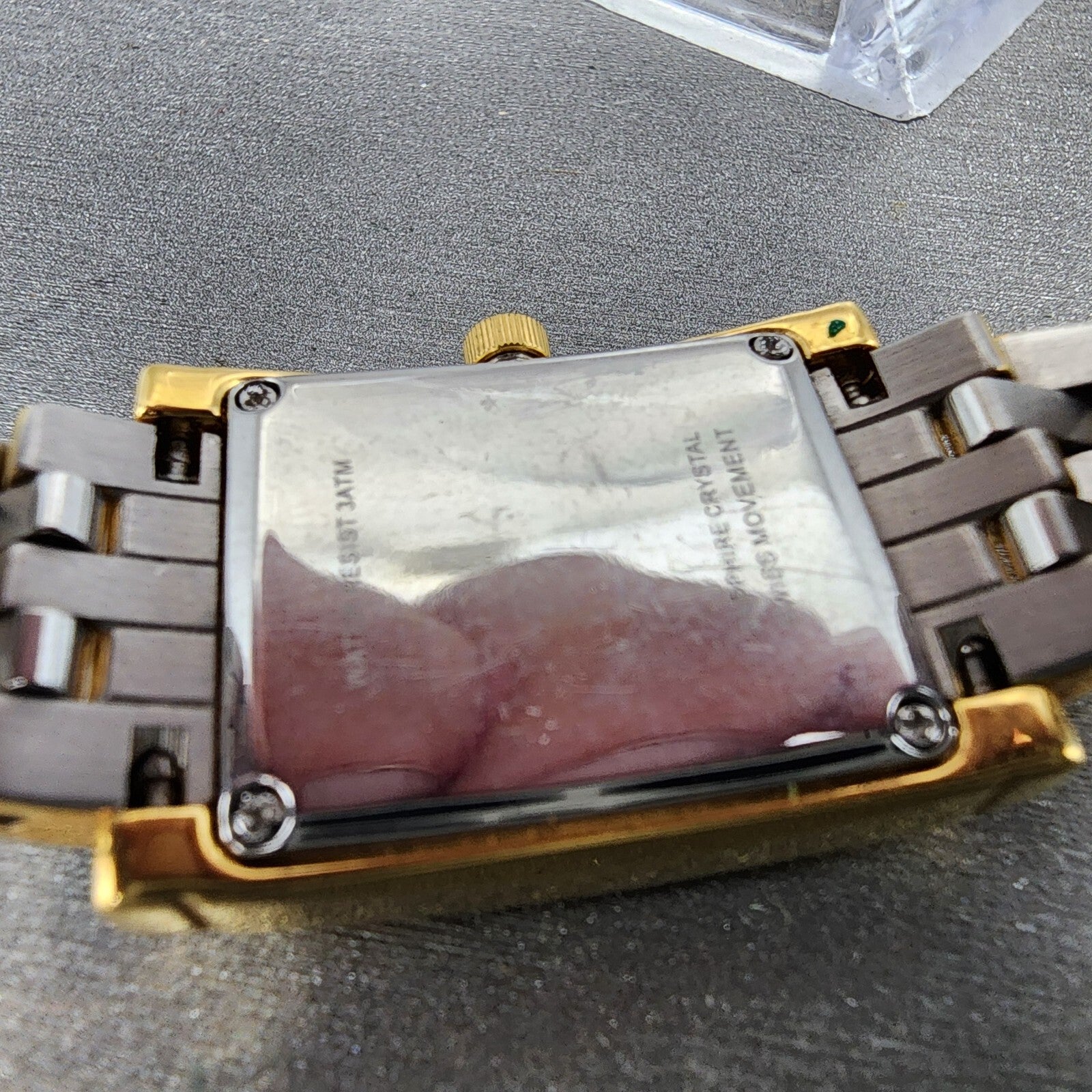 Tourneau Tank Watch Women 22mm Black Dial Gold Tone Rectangle READ New Battery9
