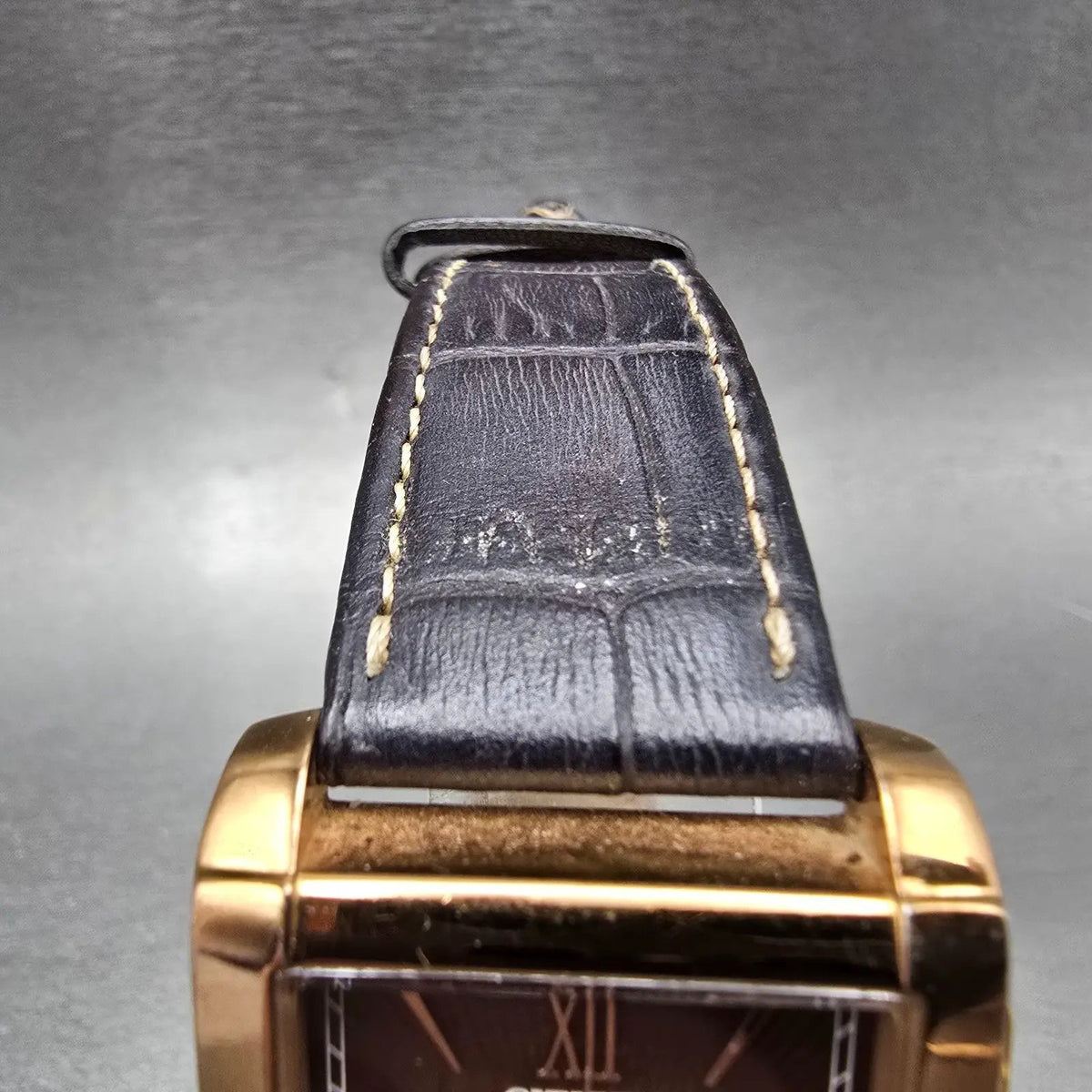 Citizen Eco-Drive Tank Chronograph Watch Men 30mm Brown Dial Rose Gold Date Runs4