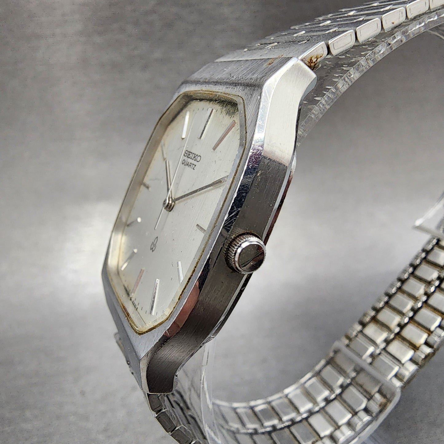 Seiko Tank Watch Men 30mm Silver Dial Silver Tone 2621-5180 New Battery