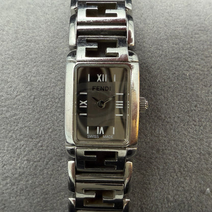 Fendi 1200L Tank Watch Women 16mm Silver Dial Steel Rectangle New Battery W/Box1
