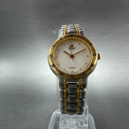 Citizen Avalon Watch Women 24mm White Dial Two Tone 4630-E61236 New Battery VTG5