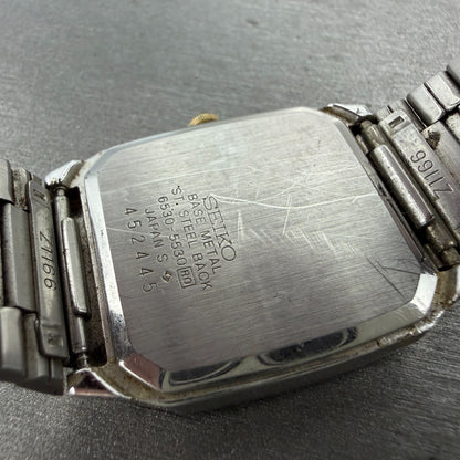 Seiko Tank Watch Men 27mm Silver Tone Silver Tone 6530-5530 New Battery Vintage9
