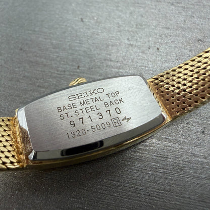 Seiko Tank Watch Women 13mm Brown Dial Gold Tone Oval 1320-5009 New Battery BZQ9