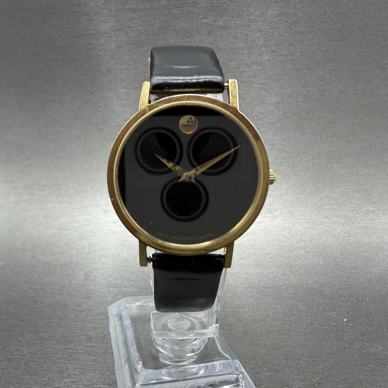 Movado Museum Watch Men 31mm Black Dial Gold Tone Round 8745882 New Battery0