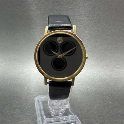 Movado Museum Watch Men 31mm Black Dial Gold Tone Round 8745882 New Battery0