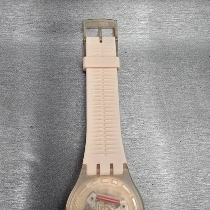 Swatch Rose Rebel Watch Men 41mm Pink Dial Pink Tone Daydate SUOT700 New Batt CH9