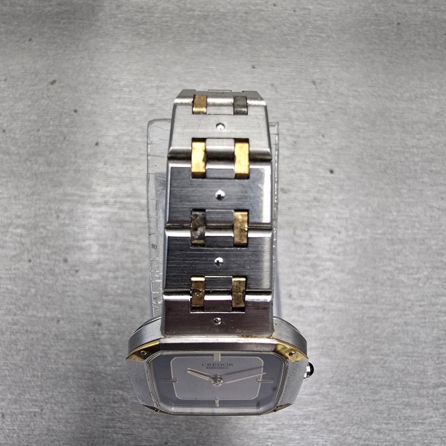 Seiko Credor Watch Women 22mm Silver Dial Two Tone Rectangle 8420-5020 New Batt4