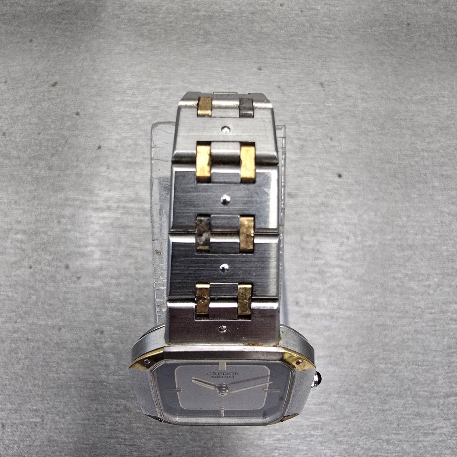 Seiko Credor Watch Women 22mm Silver Dial Two Tone Rectangle 8420-5020 New Batt4