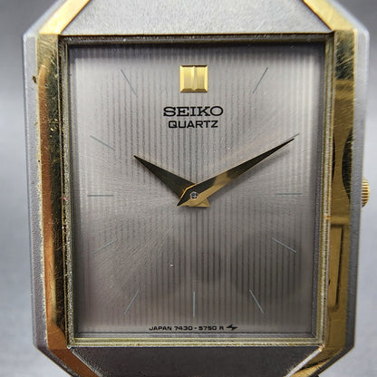 Seiko Tank Watch Men 26mm Silver Dial Two Tone Rectangle 74305479 PARTS2