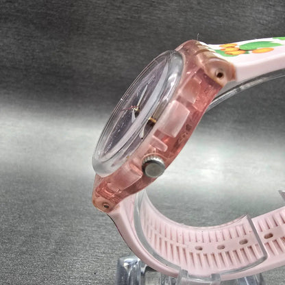Swatch Merry Berry Watch Women 34mm Pink Dial Clear Case Round GP150 New Battery4