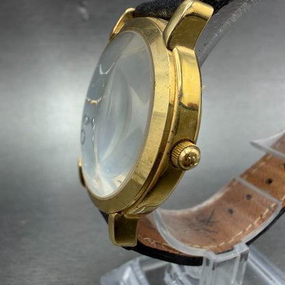 Fossil Watch Men 34mm Silver Dial Gold Tone Round JR-7504 Leather New Battery2