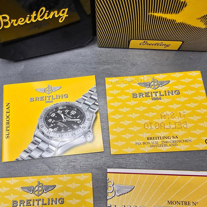 Breitling Superocean Automatic Watch Men 41mm Black Dial Steel Date A17340 W/Box16