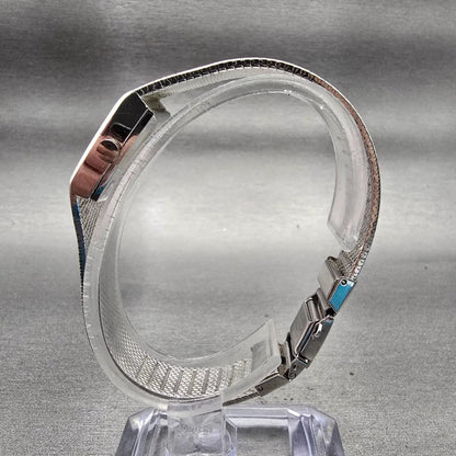 Seiko Watch Women 16mm Silver Dial Silver Tone Rectangle 16-3269 New Battery VTG6