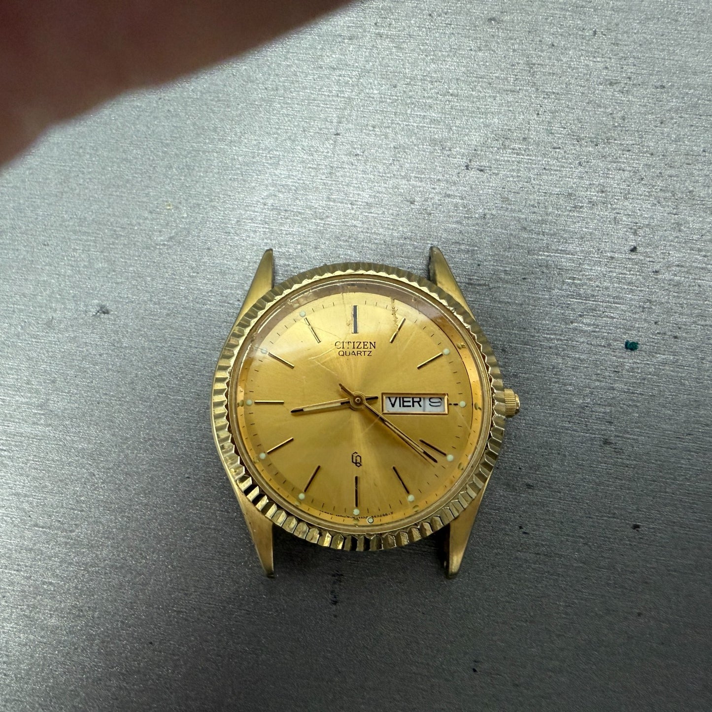 Citizen CQ President Watch Men 35mm Champagne Dial Gold Tone Daydate PARTS1