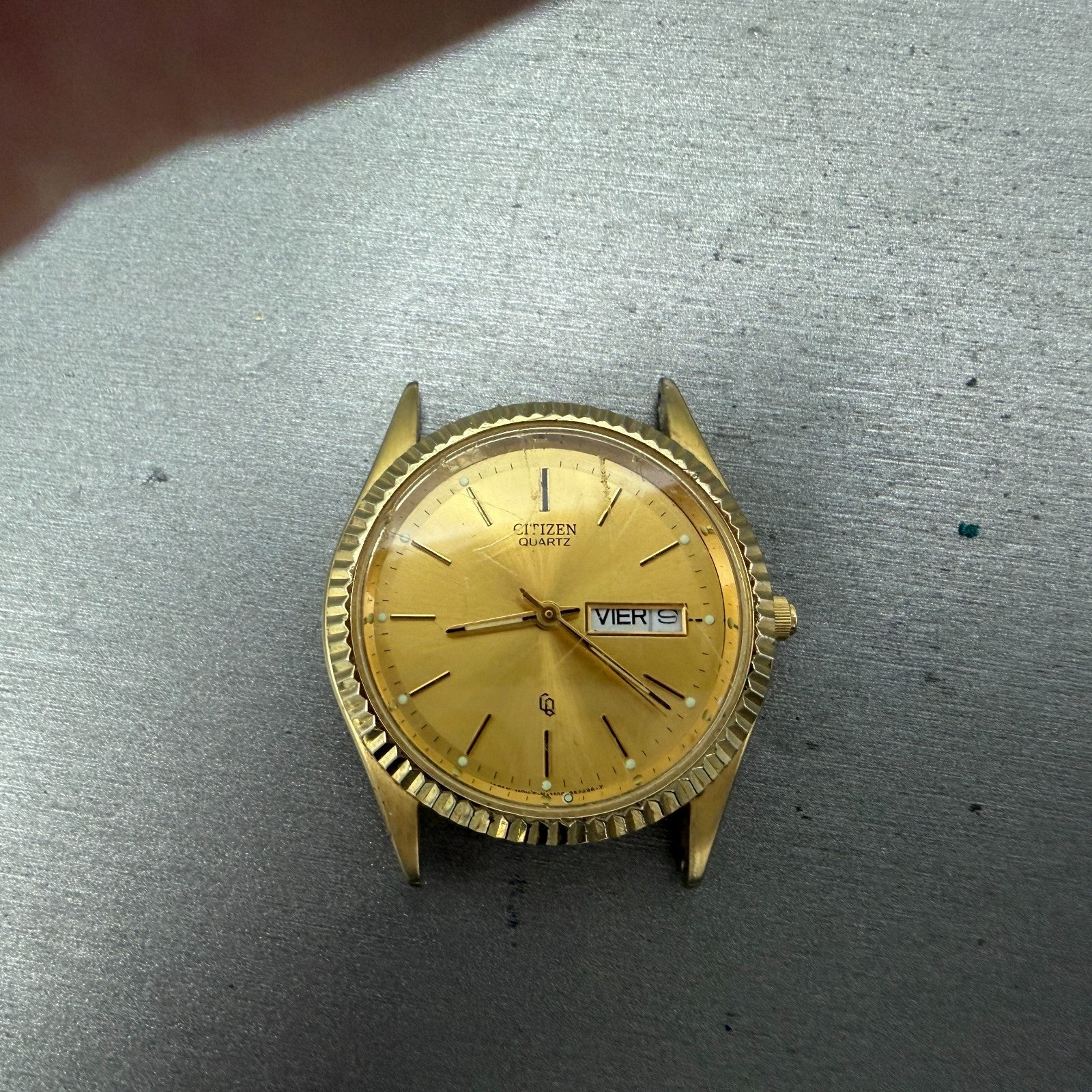 Citizen CQ President Watch Men 35mm Champagne Dial Gold Tone Daydate PARTS1